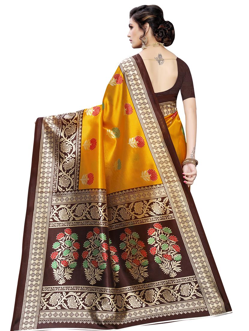 floral printed saree with blouse - 16939238 - Zoom Image - 2