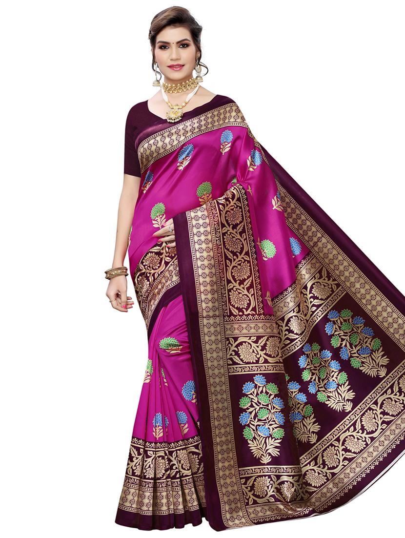 floral printed saree with blouse - 16939239 - Zoom Image - 1