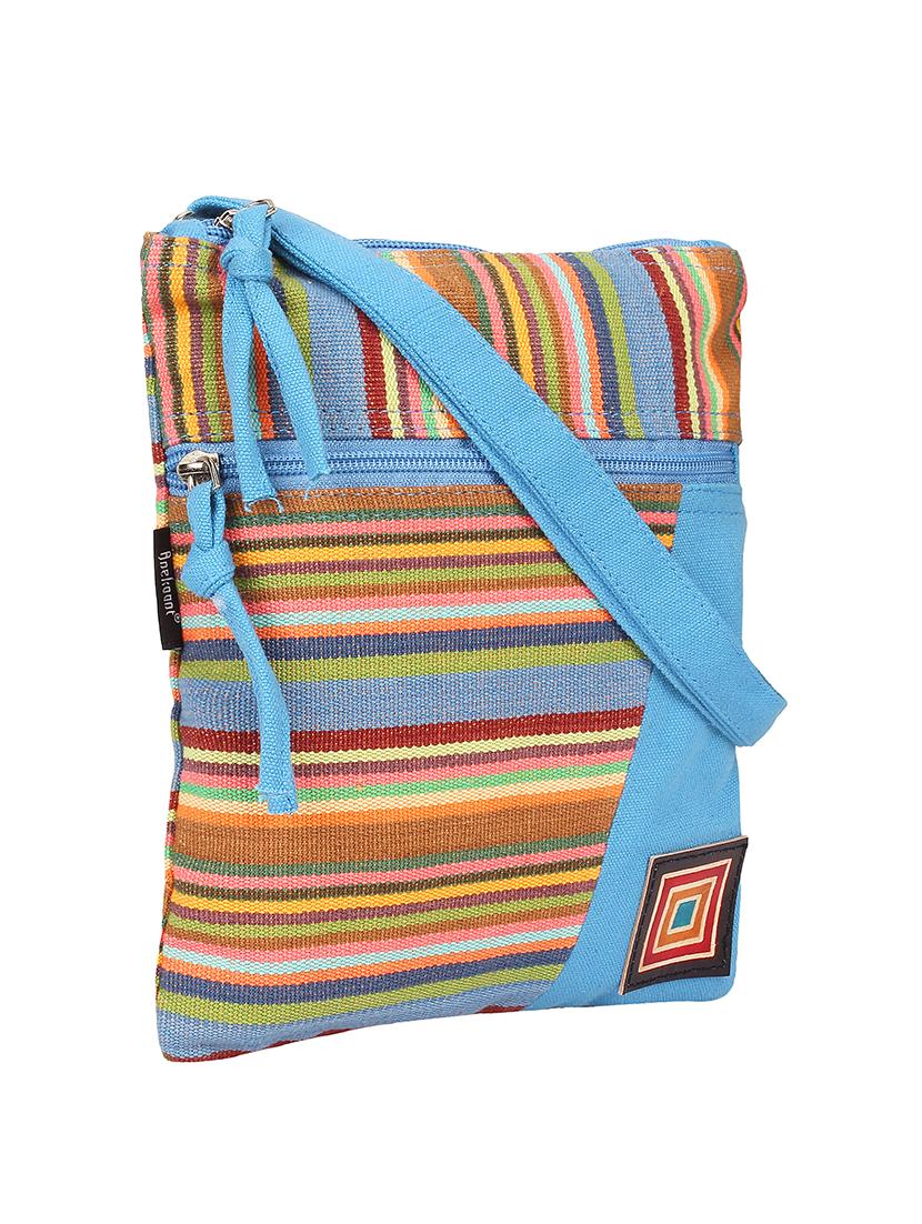 blue canvas regular sling bag - 16939247 - Zoom Image - 4