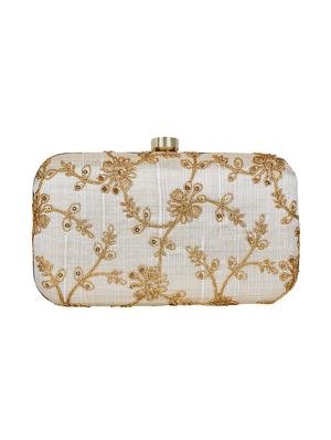 white faux silk box clutch - 16939257 - Standard Image - 2