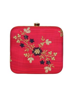pink faux silk box clutch - 16939262 - Standard Image - 2