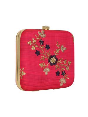 pink faux silk box clutch - 16939262 - Standard Image - 4
