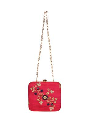 pink faux silk box clutch - 16939262 - Standard Image - 5