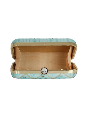 blue faux silk box clutch - 16939265 - Standard Image - 3