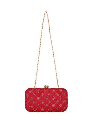 red faux silk box clutch - 16939267 - Standard Image - 5