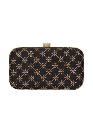 black faux silk box clutch - 16939268 - Standard Image - 2