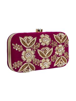 pink velvet box clutch - 16939283 - Standard Image - 4