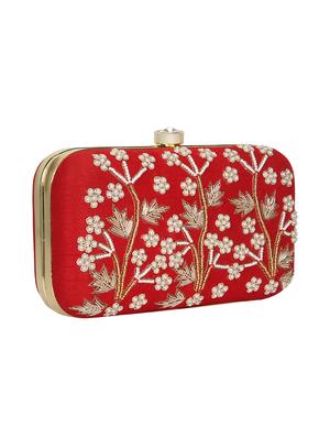 red faux silk box clutch - 16939285 - Standard Image - 4
