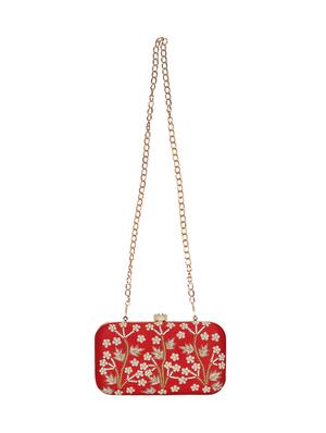 red faux silk box clutch - 16939285 - Standard Image - 5