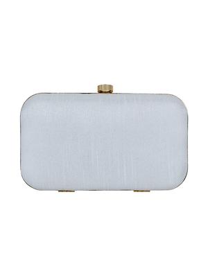 white faux silk box clutch - 16939288 - Standard Image - 2