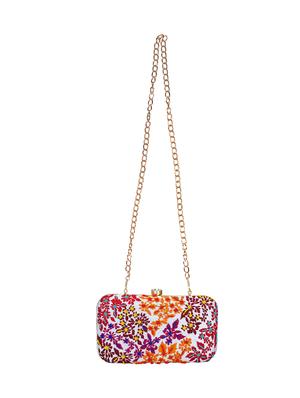 white faux silk box clutch - 16939288 - Standard Image - 5