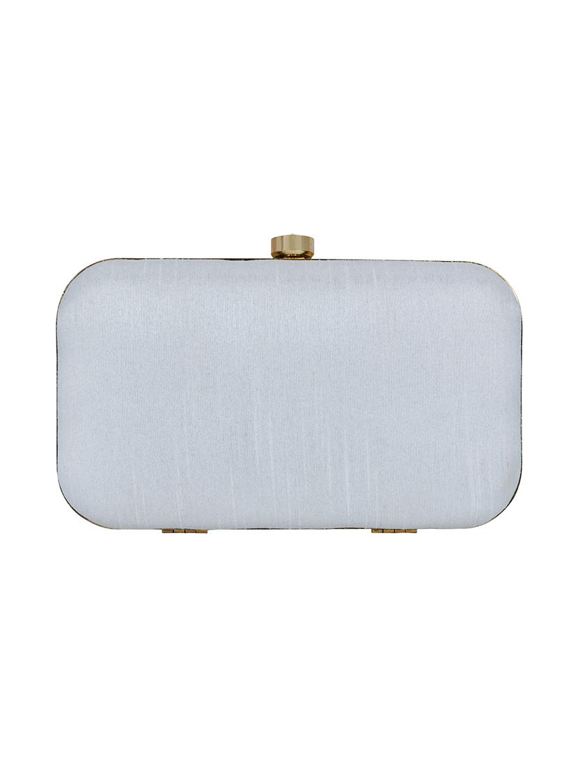 white faux silk box clutch - 16939288 - Zoom Image - 2