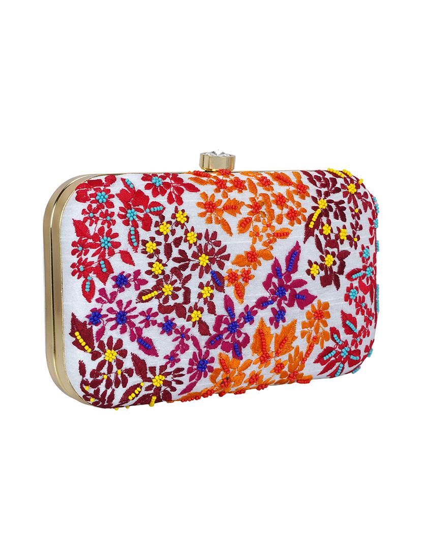 white faux silk box clutch - 16939288 - Zoom Image - 4