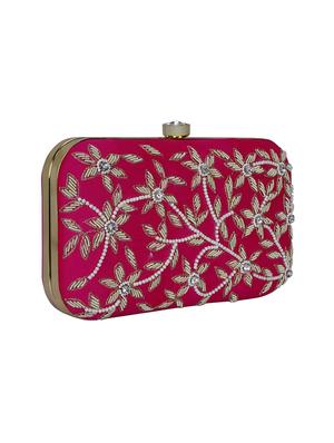 pink faux silk box clutch - 16939289 - Standard Image - 4