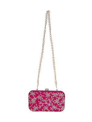 pink faux silk box clutch - 16939289 - Standard Image - 5
