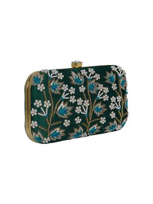 green faux silk box clutch - 16939292 - Standard Image - 4