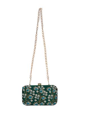 green faux silk box clutch - 16939292 - Standard Image - 5