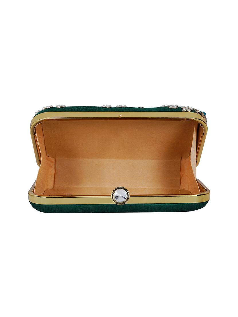 green faux silk box clutch - 16939292 - Zoom Image - 3