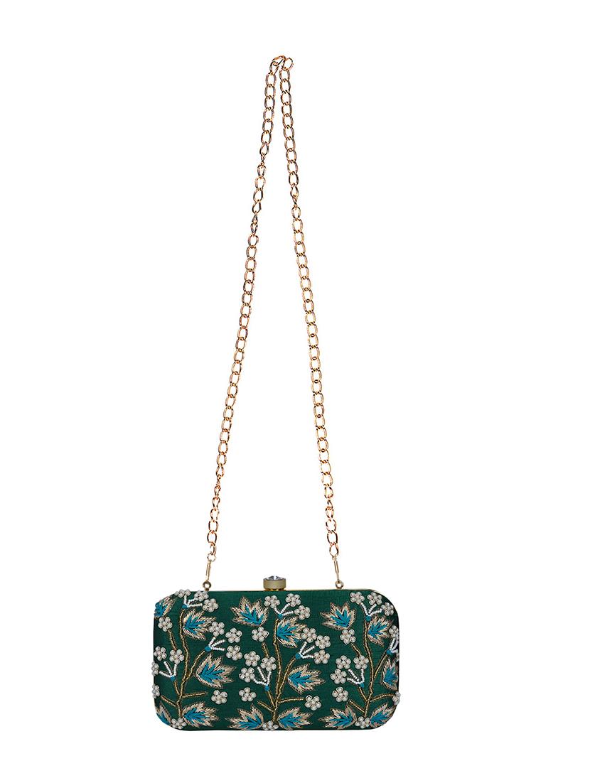 green faux silk box clutch - 16939292 - Zoom Image - 5