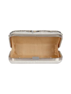 grey faux silk box clutch - 16939294 - Standard Image - 3