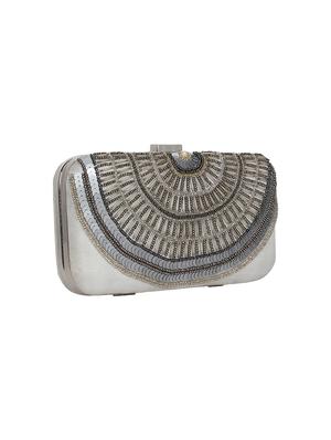 grey faux silk box clutch - 16939294 - Standard Image - 4