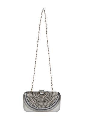 grey faux silk box clutch - 16939294 - Standard Image - 5