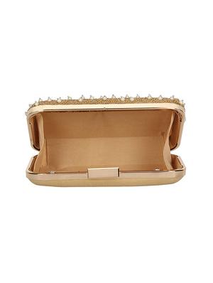 gold faux silk box clutch - 16939299 - Standard Image - 3