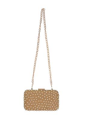 gold faux silk box clutch - 16939299 - Standard Image - 5