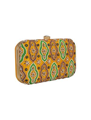 yellow faux silk box clutch - 16939302 - Standard Image - 4