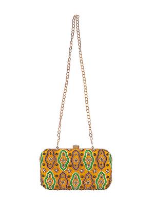 yellow faux silk box clutch - 16939302 - Standard Image - 5