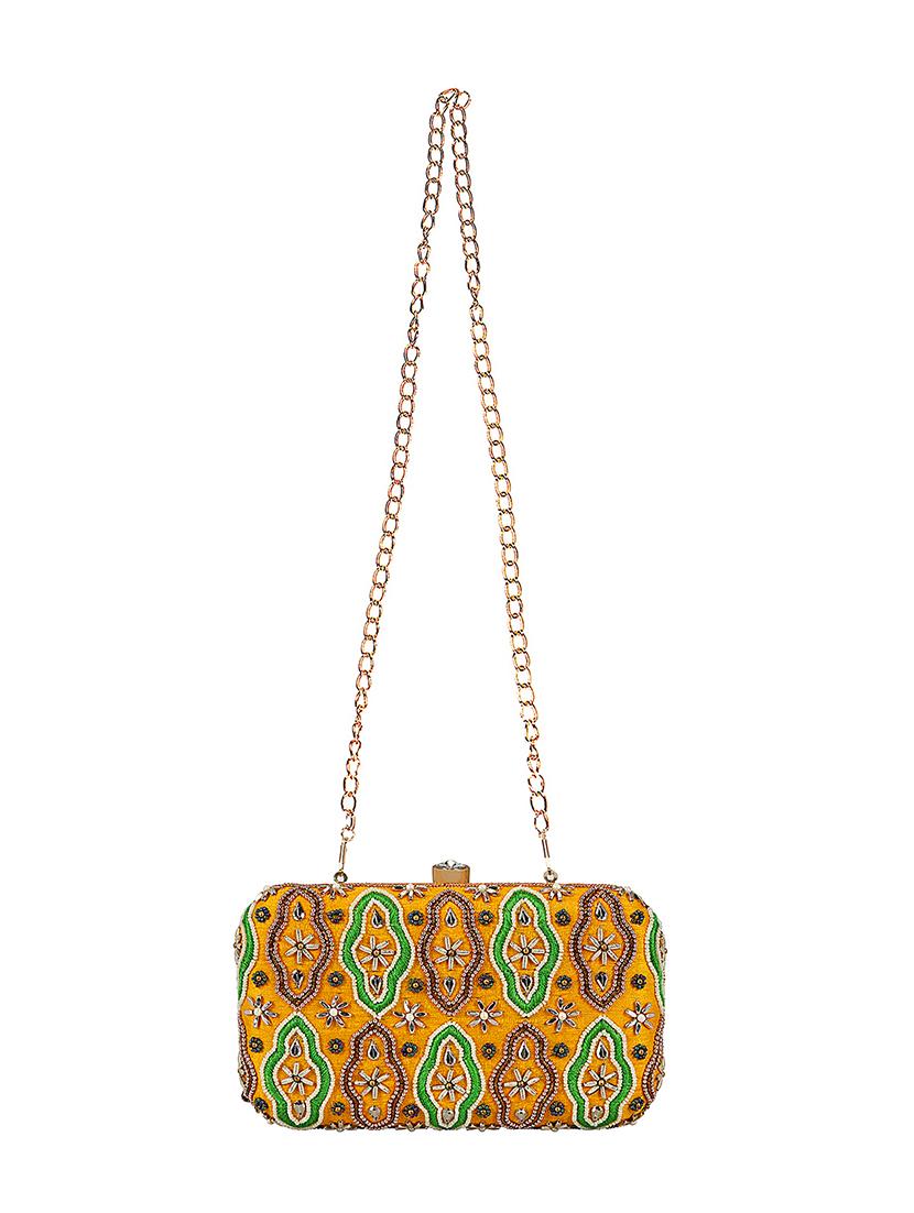 yellow faux silk box clutch - 16939302 - Zoom Image - 5