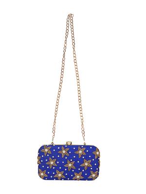 blue faux silk box clutch - 16939303 - Standard Image - 5