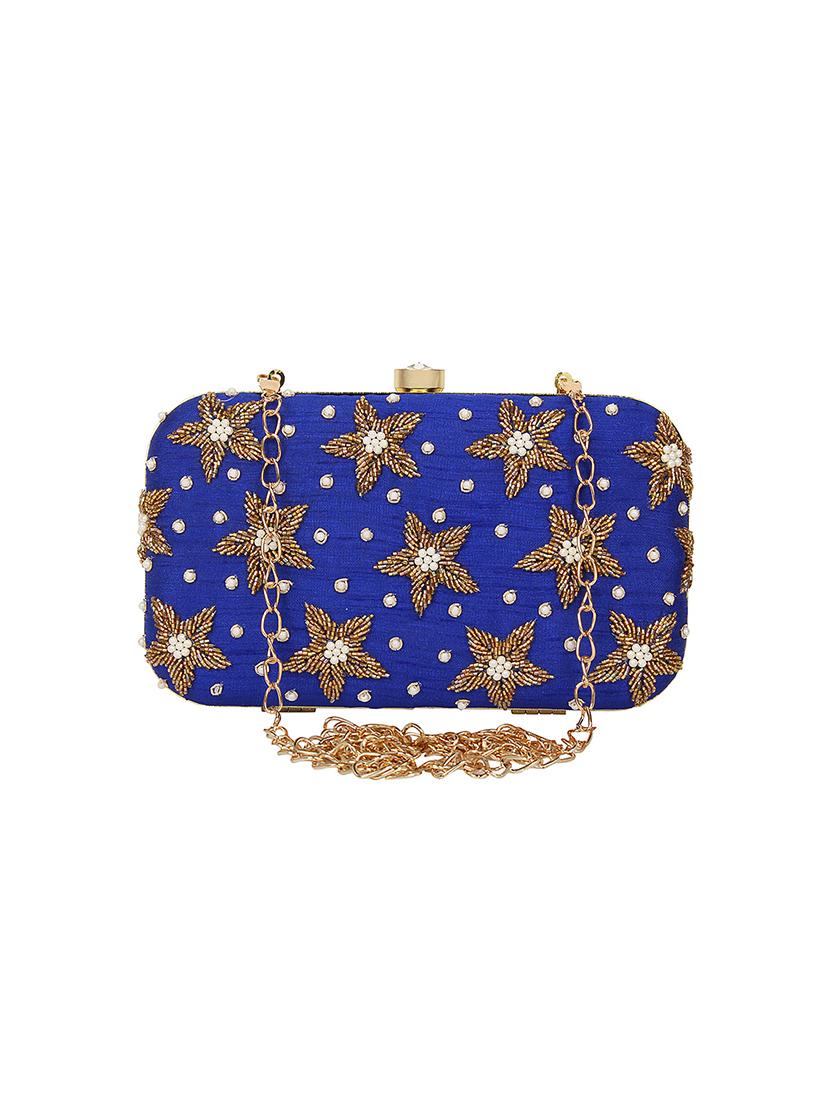 blue faux silk box clutch - 16939303 - Zoom Image - 1