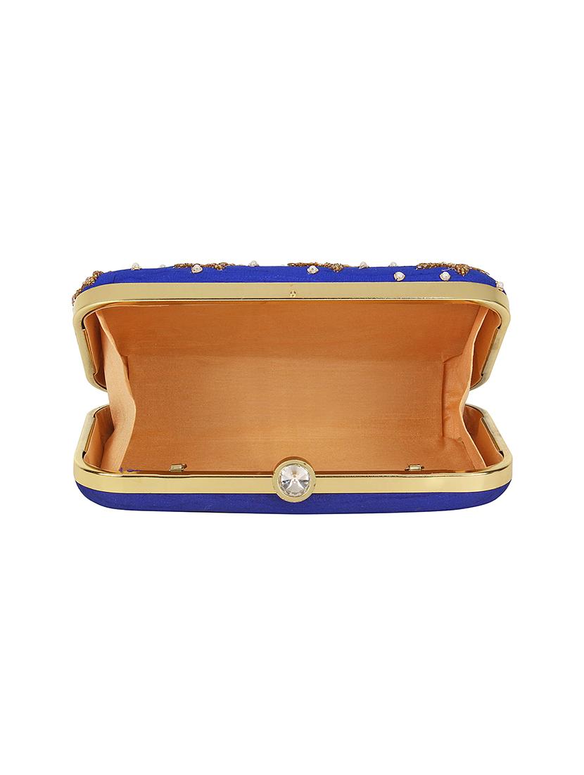 blue faux silk box clutch - 16939303 - Zoom Image - 3