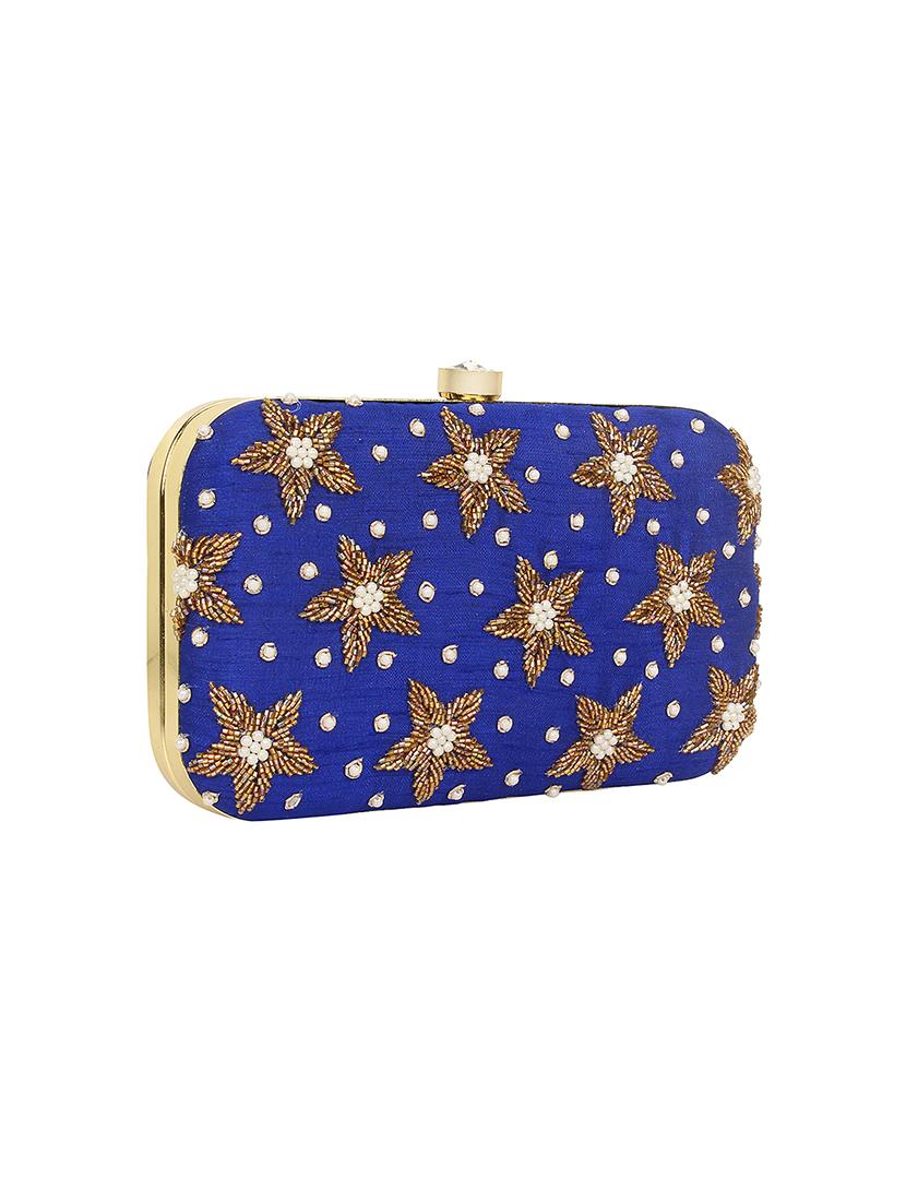 blue faux silk box clutch - 16939303 - Zoom Image - 4