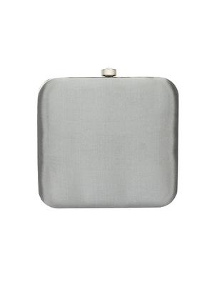 grey faux silk box clutch - 16939304 - Standard Image - 2