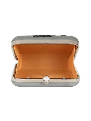 grey faux silk box clutch - 16939304 - Standard Image - 3