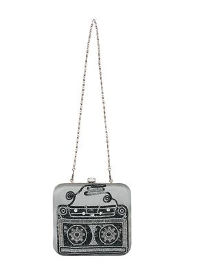 grey faux silk box clutch - 16939304 - Standard Image - 5