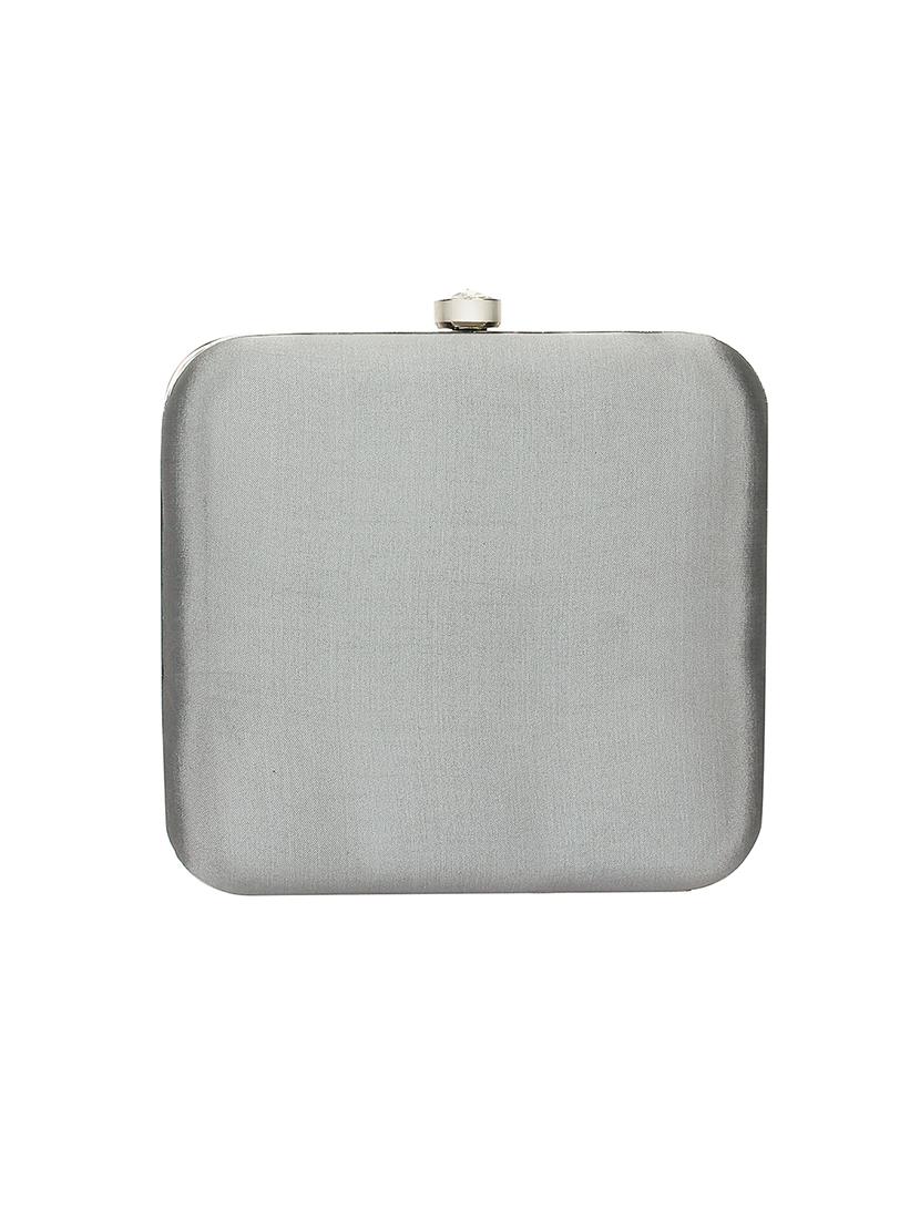 grey faux silk box clutch - 16939304 - Zoom Image - 2