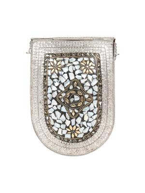 silver metal box clutch - 16939308 - Standard Image - 2