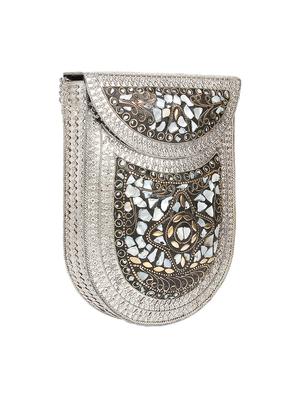 silver metal box clutch - 16939308 - Standard Image - 4