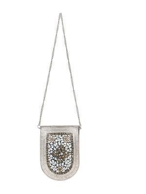 silver metal box clutch - 16939308 - Standard Image - 5