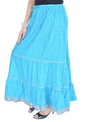 light blue cotton flared skirt - 16939537 - Standard Image - 2