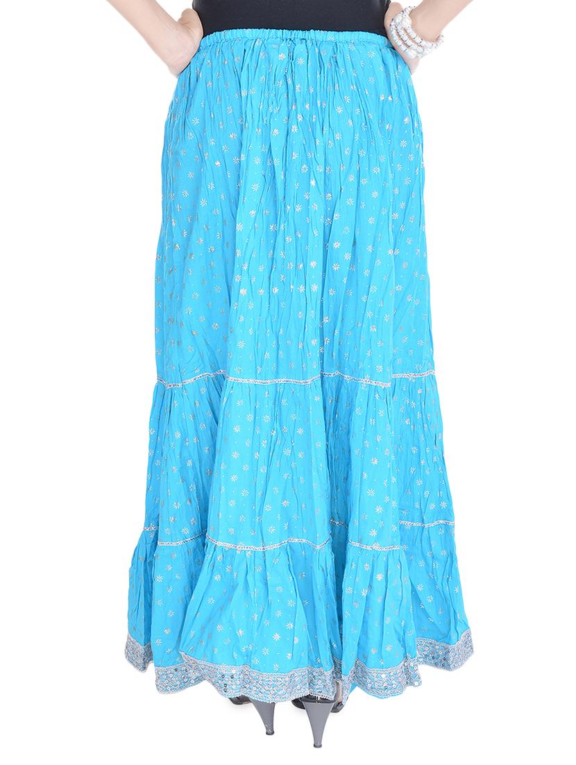 light blue cotton flared skirt - 16939537 - Zoom Image - 3