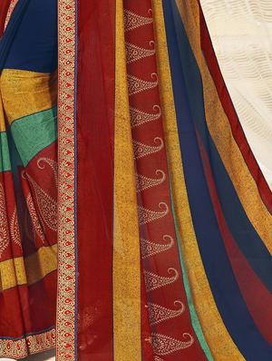 paisley printed saree with blouse - 16939571 - Standard Image - 2
