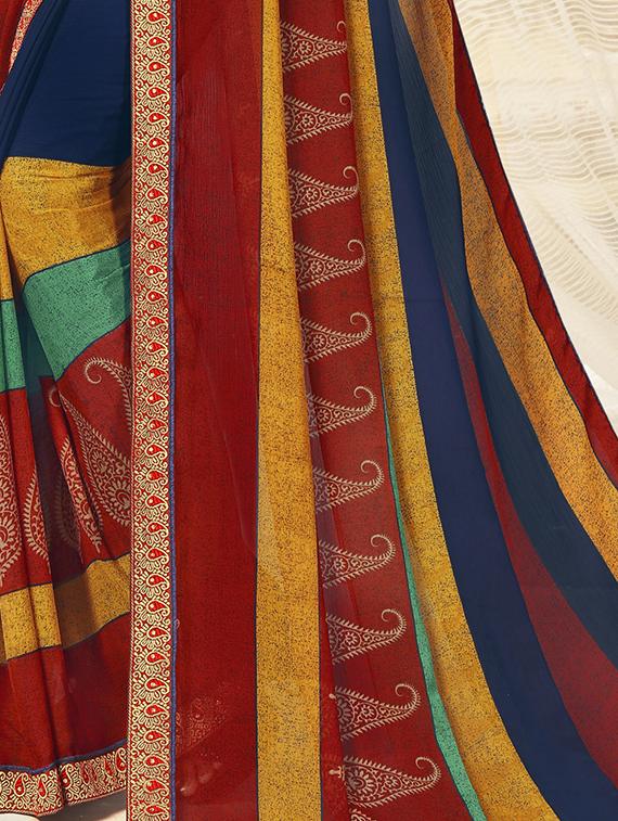 paisley printed saree with blouse - 16939571 - Zoom Image - 2
