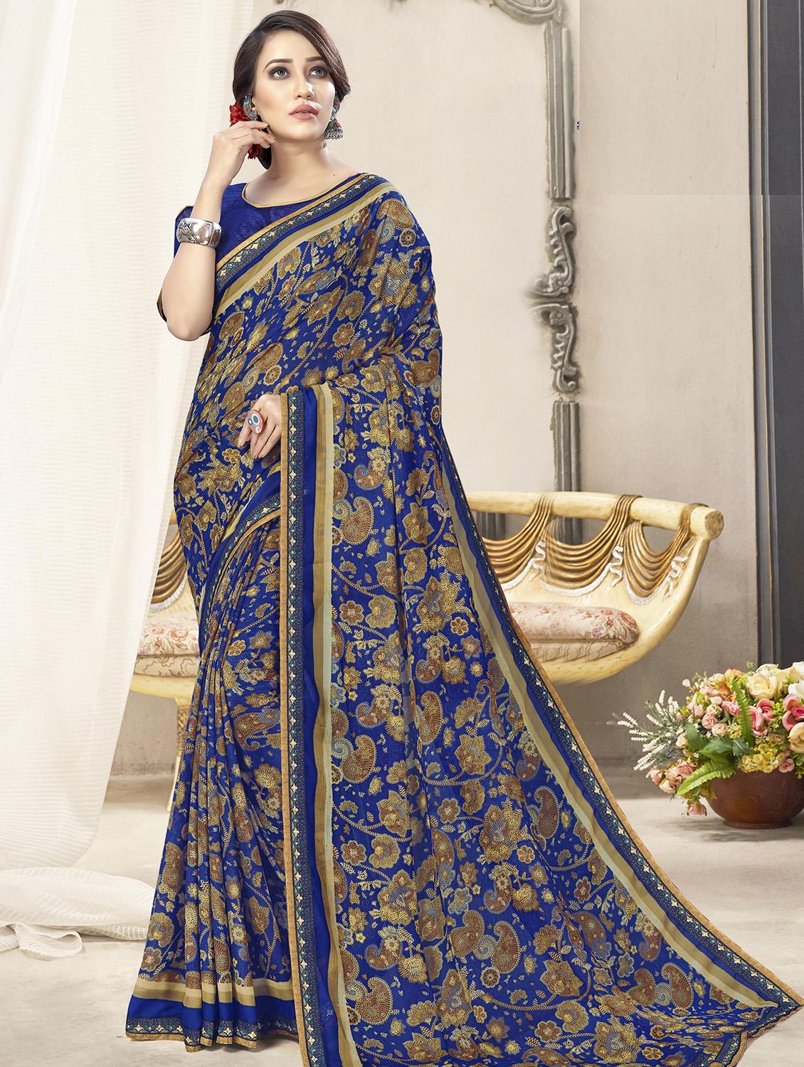 paisley printed saree with blouse - 16939574 - Zoom Image - 1