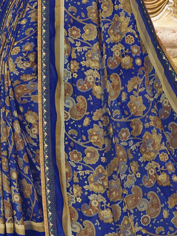 paisley printed saree with blouse - 16939574 - Zoom Image - 2