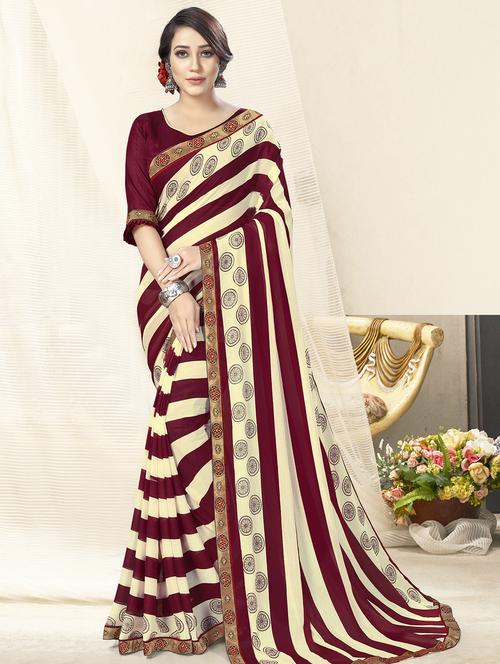 striped woven saree with blouse - 16939579 - Very Small Image - 1