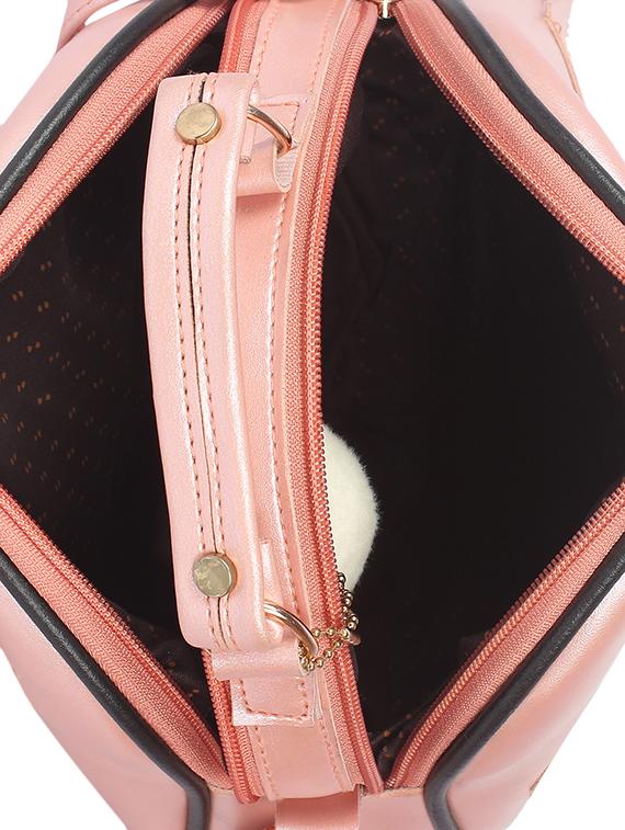pink leatherette (pu) regular sling bag - 16939936 - Zoom Image - 3